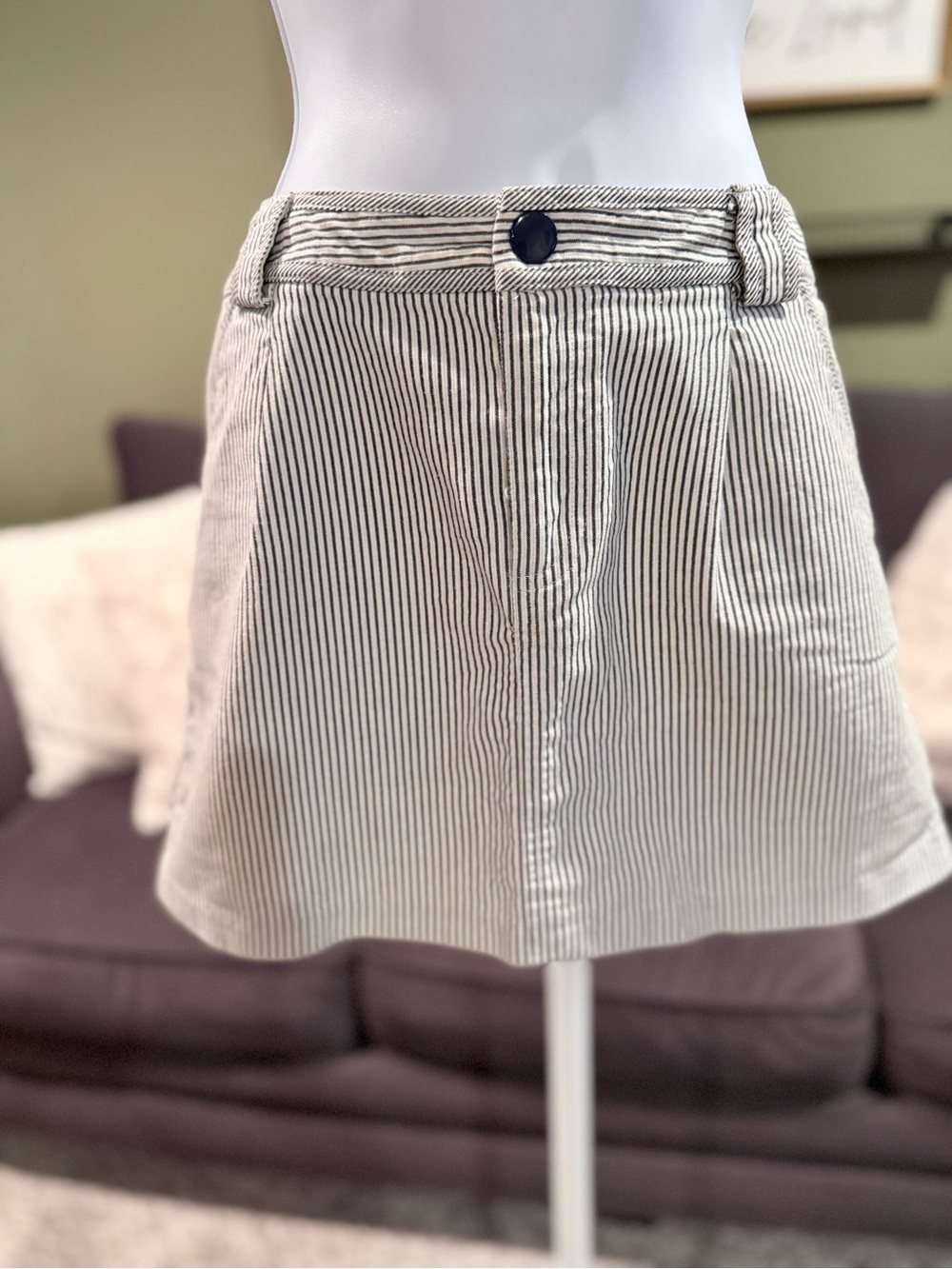 Proenza Schouler Cream and Black Striped Mini Skirt